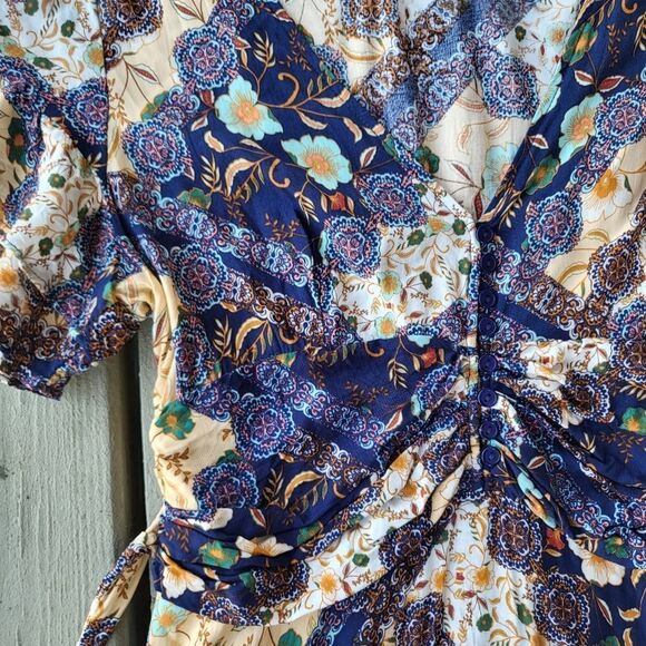 Abel The Label Anthropologie Floral Paisley Patchwork‎ V-Neck Maxi Dress Size XS - Picture 8 of 9